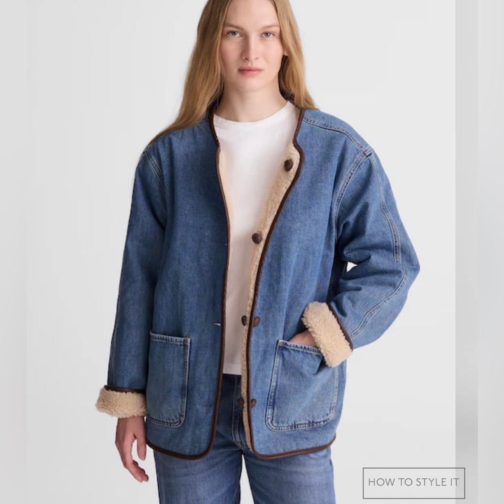 Madewell Reversible Denim & Sherpa Jacket, XS